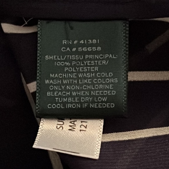 LAUREN Ralph Lauren Sz L blue white striped long sleeves front ties blouse 12 - Picture 7 of 7